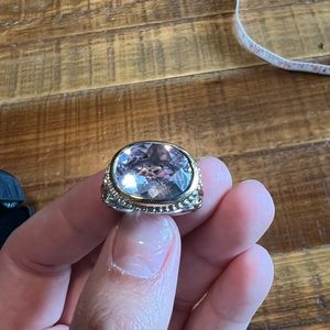 NIB - Victoria Wieck 6.63 ct Amethyst 2- Tone oval sterling ring